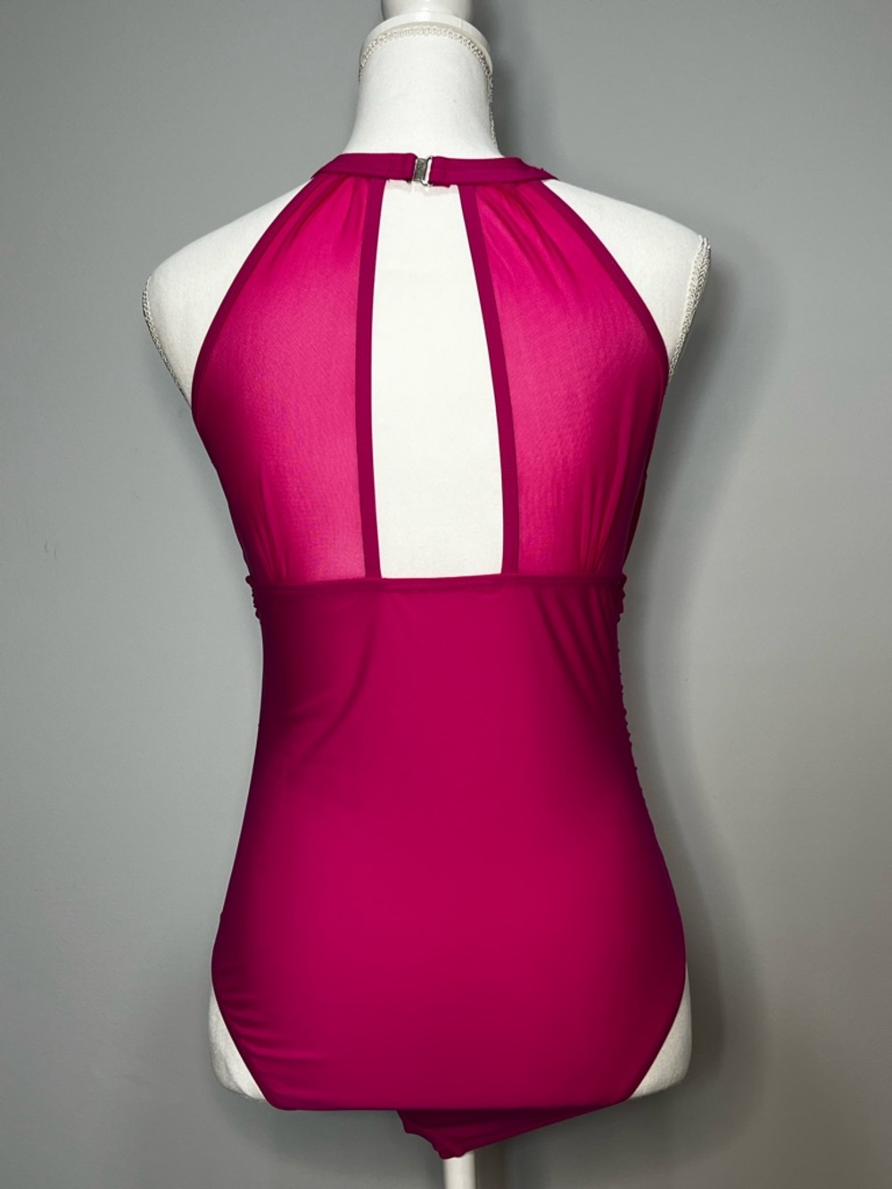 Fuchsia Halter One-Piece Swimsuit - Sleek Back Keyhole